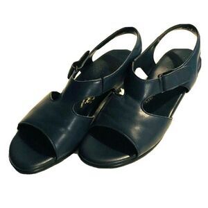 SAS. SUNTIMER‎ TRIPAD COMFORT HEEL STRAP WOMEN'S LEATHER NAVY BLUE SANDAL 9.5 N